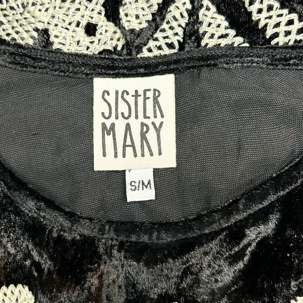 Sister Mary Lora Fay Dress in Black Velour Embroidered Size S/M - Picture 3 of 9